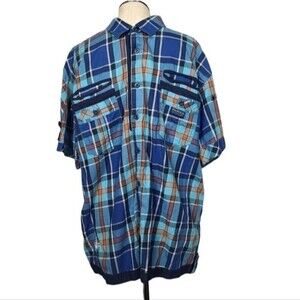 Parish Plaid Short Sleeve Button Down Men's Shirt 2XLarge